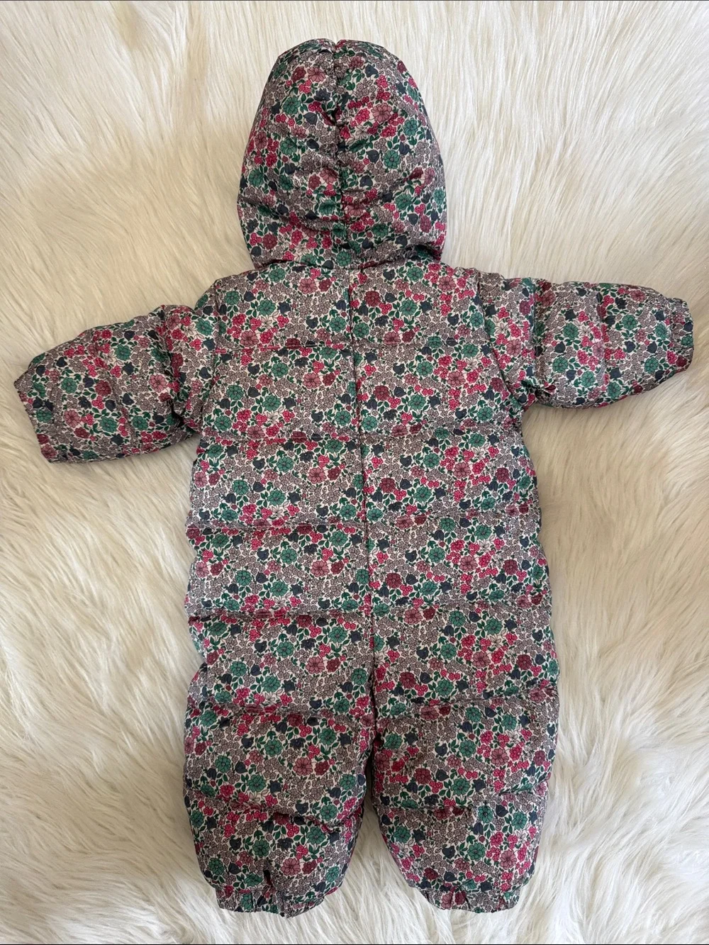 Baby GAP Girls Snowsuit Floral Hooded One-Piece Pink & Green Size 0-6 Months